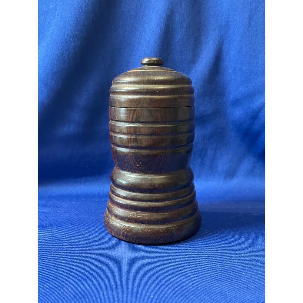Vintage Hand Carved Wooden Spice Tobacco Trinket Jar